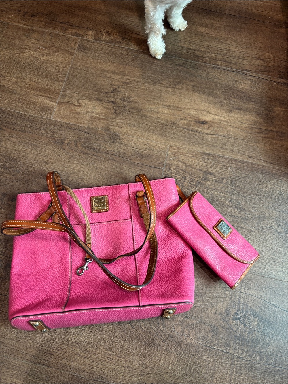 Dooney & Bourke Pink Pebbled Leather Tote with Matching Wallet